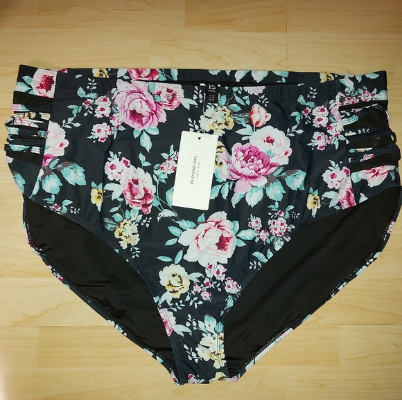 NWT BloomChic Floral Mesh Strappy Swim Bottoms - Picture 3 of 7